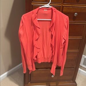 J. Crew Vibrant coral Orange Knit cardigan, great for fall/Halloween, size large